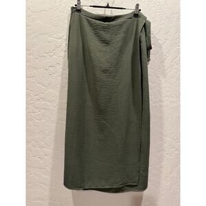 White Birch 2 Skirt Faux Wrap. Boho, Lagenlook Tan/Green. Large